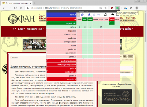 SZfan.ru через uMatrix и uBlock